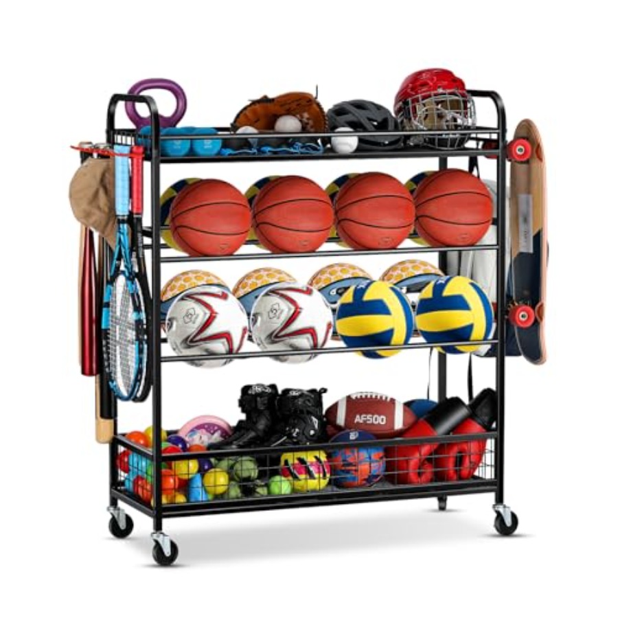 Sports Equipment Garage Storage - Garage Sports Equipment Organizer - Rolling