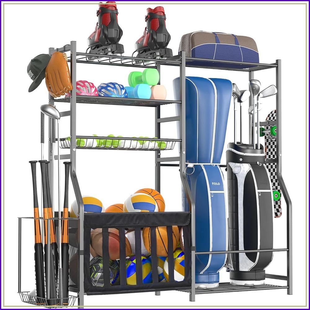 Sports Equipment Garage Storage - Heavy Duty Garage Sports Equipment Organizer,