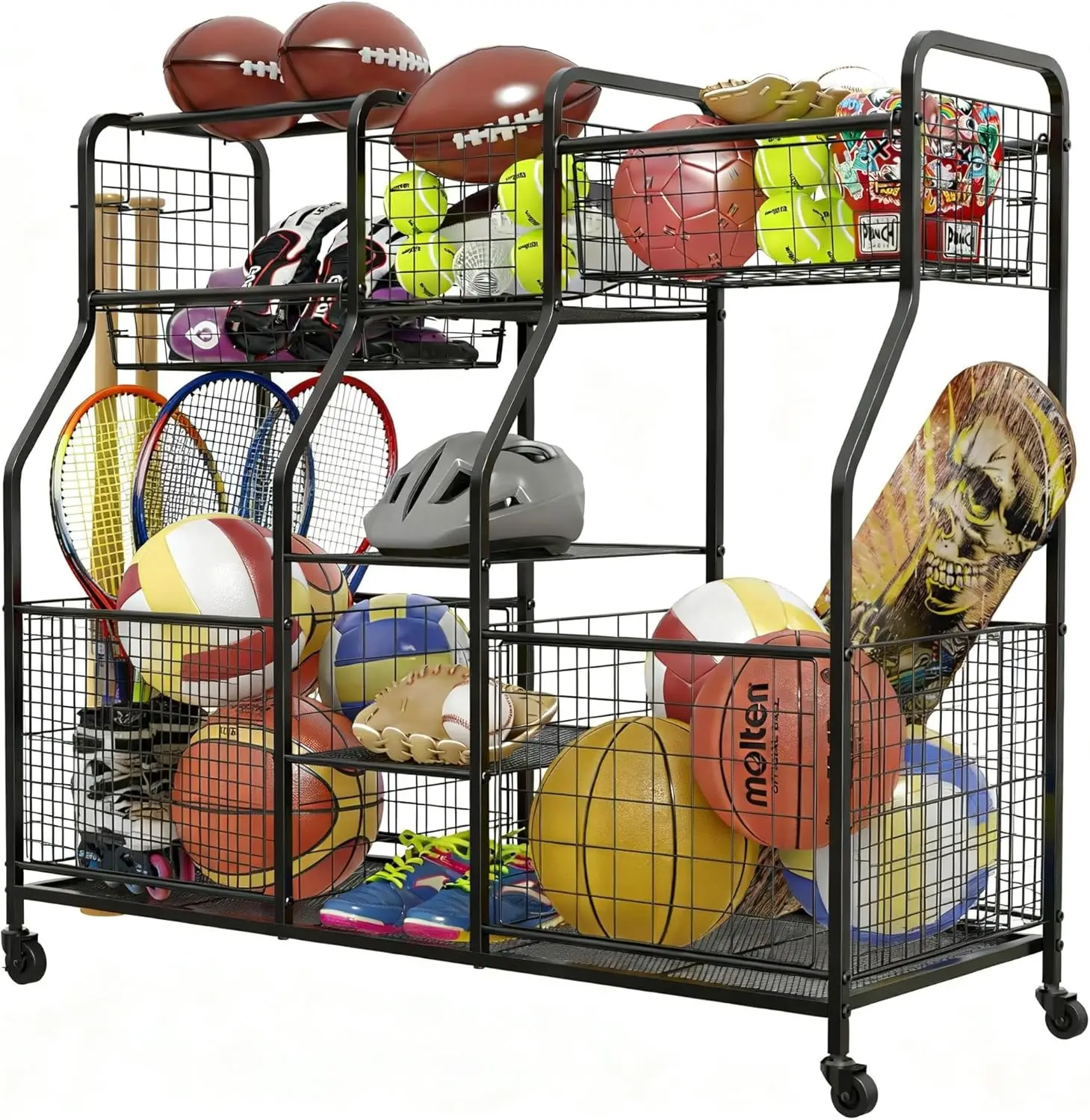 Sports Equipment Garage Storage - Garage Sports Equipment Organizer with Wheels