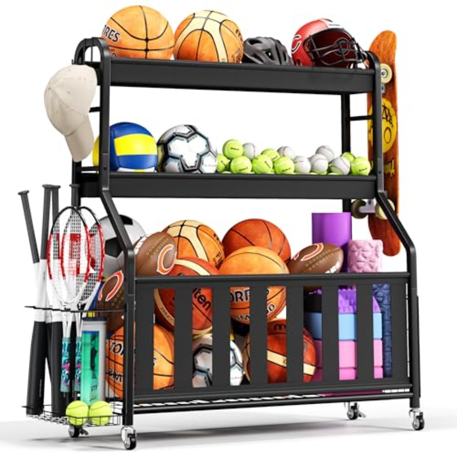 Sports Equipment Garage Storage - Sports Equipment Organizer Rolling Ball Storage