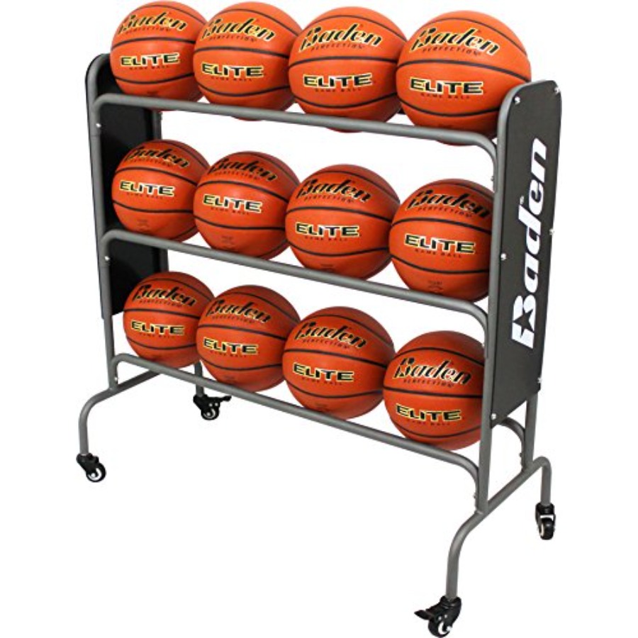 Sports Equipment Garage Storage - Steel Basketball Rack with Wheels 3-Tier