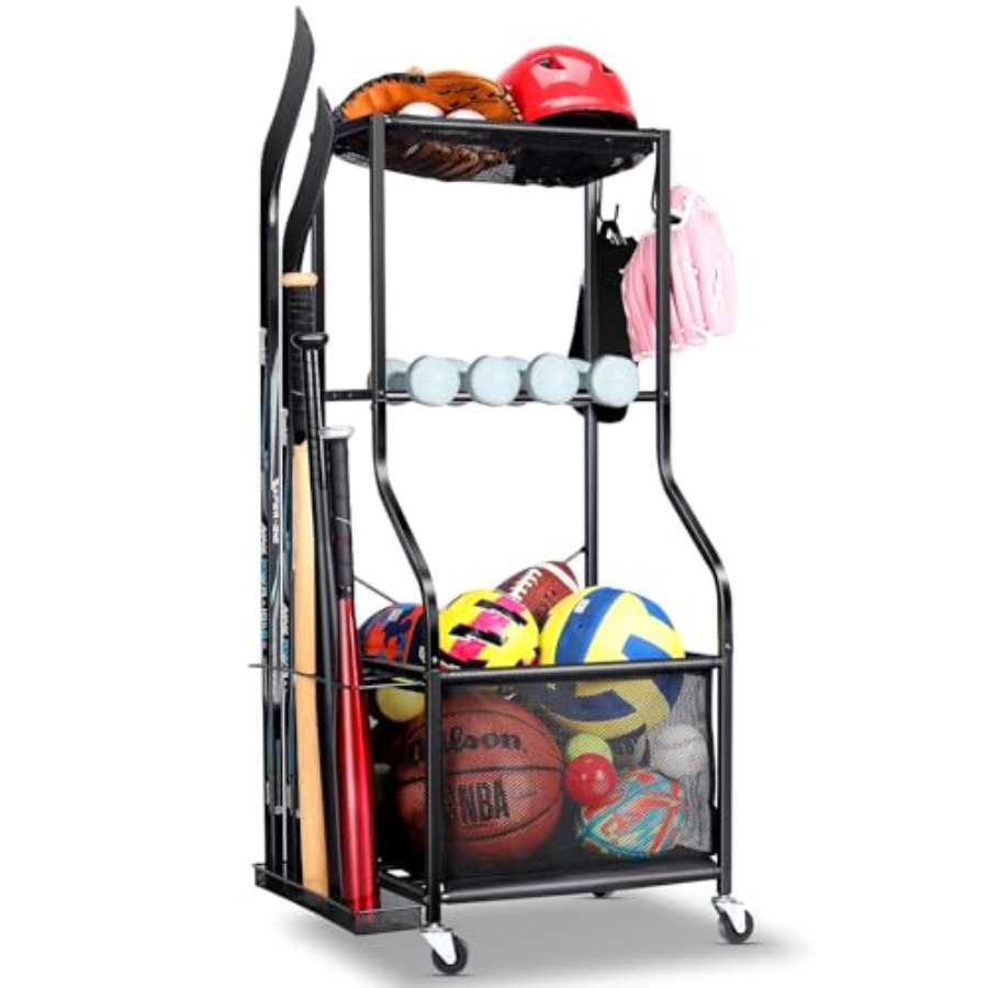 Sports Equipment Garage Storage - Sports Equipment Garage Organizer - 3-Tier